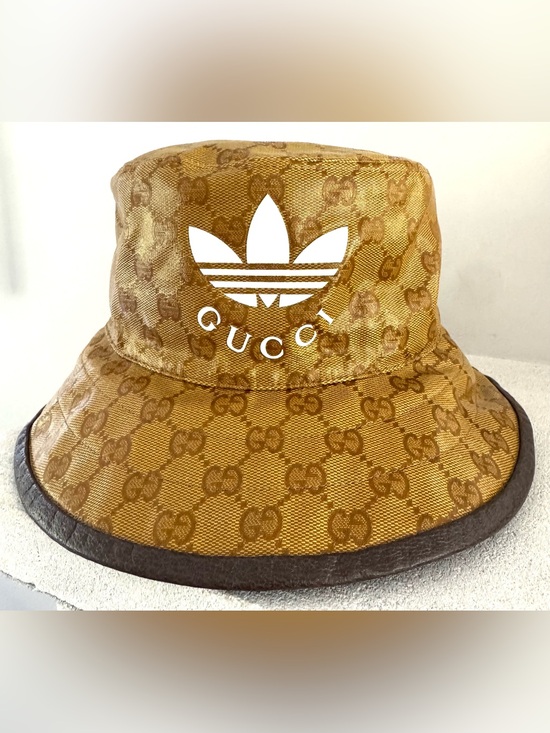 Gucci Accessories - Gucci x Adidas Unisex GG Monogram Coated Canvas Bucket Hat M 58